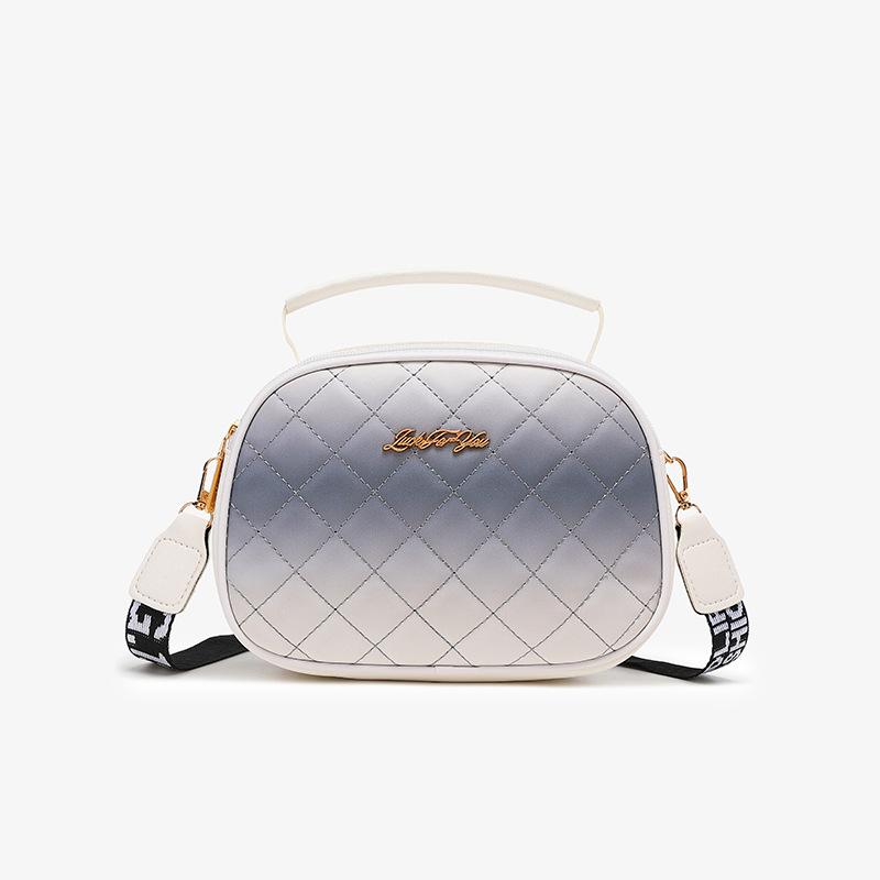 

Сумка-тоут с двойной молнией, ромбовидной вышивкой, широким плечевым ремнем с надписью, на плечо, мессенджер, с радужным градиентом цвета, сумка для мобильного телефона серый