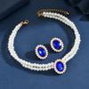 3PC Women's Fashion Imitation Zircon Necklace Earrings Zircon Set Suitable for Wedding, Party, Festival Gifts