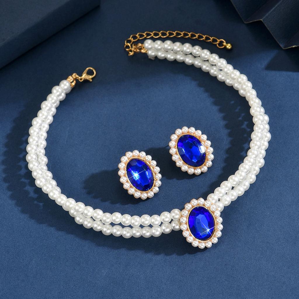 3PC Women's Fashion Imitation Zircon Necklace Earrings Zircon Set Suitable for Wedding, Party, Festival Gifts