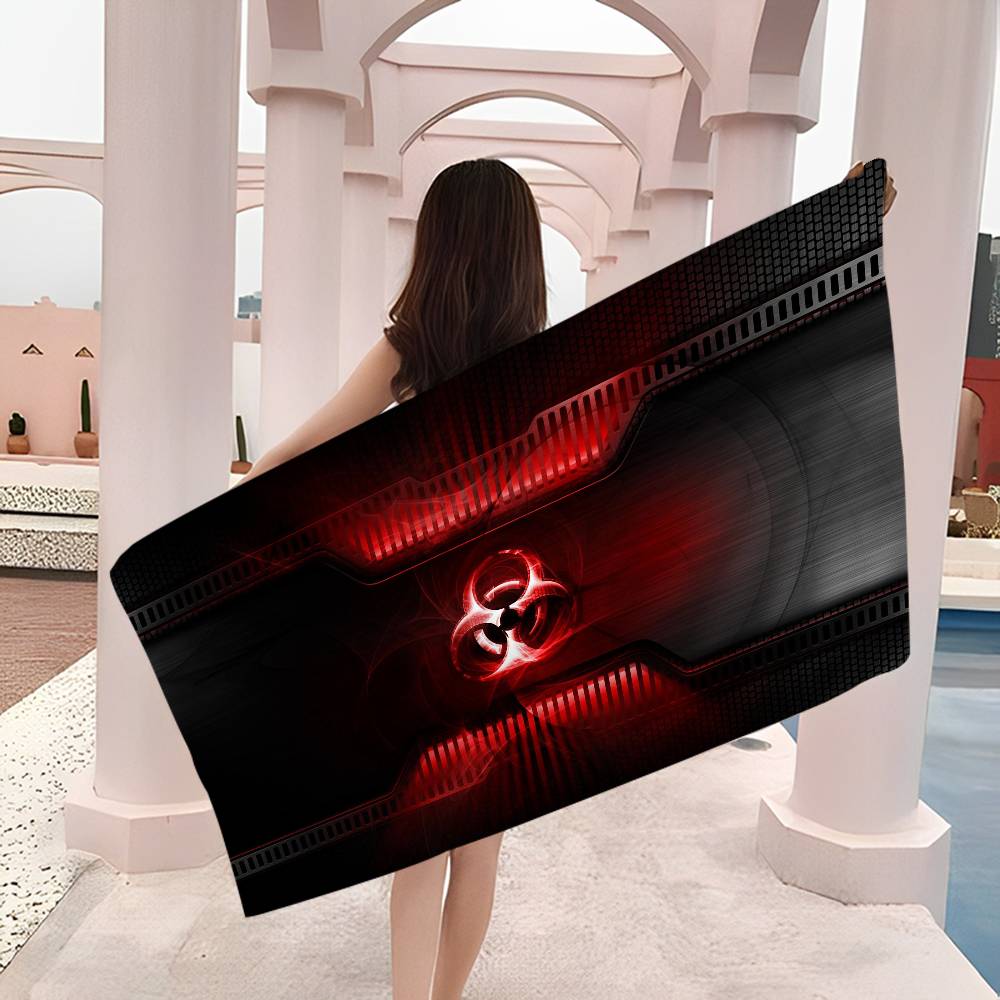 Games Biohazard Logo Bath Towel Microfiber Soft Water Absorbing Breathable For Girl Kids Decorative Cartoon Beach Towel