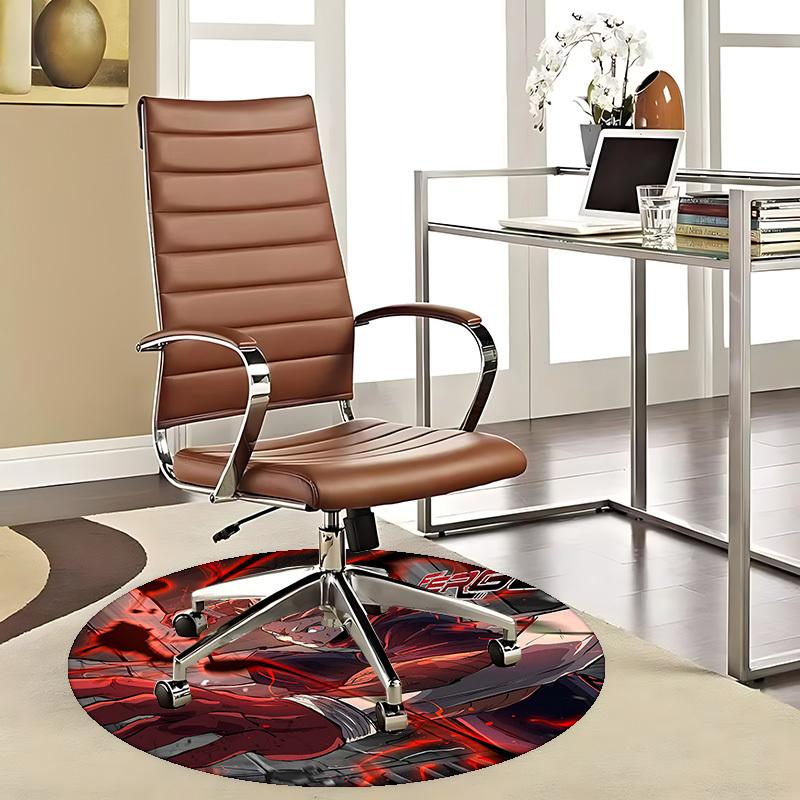 1pc Anime Cartoon Design FERG Ergo Art Round Carpet for Office Chair Mat, Non-Slip Rug Suitable for Home Decor, Living Room