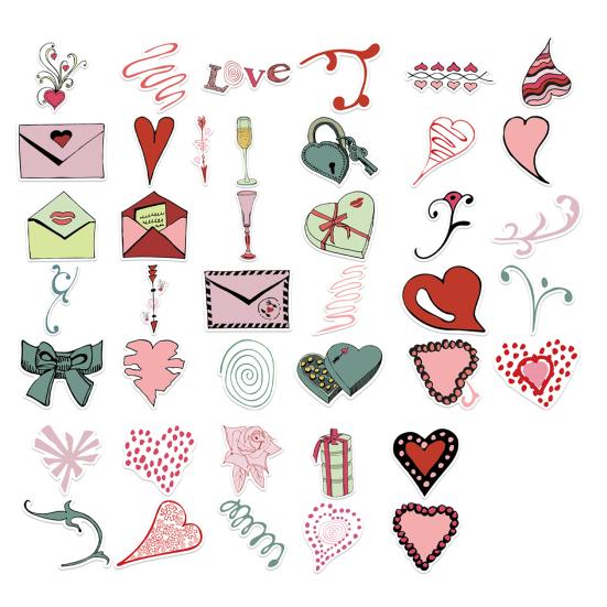 

41 шт./набор Наклейки в форме сердца Разные Романтические самоклеящиеся наклейки Водонепроницаемые DIY Виниловые художественные украшения Милые Мультяшные Граффити Наклейки Бутылка для воды Чемодан 1 Set