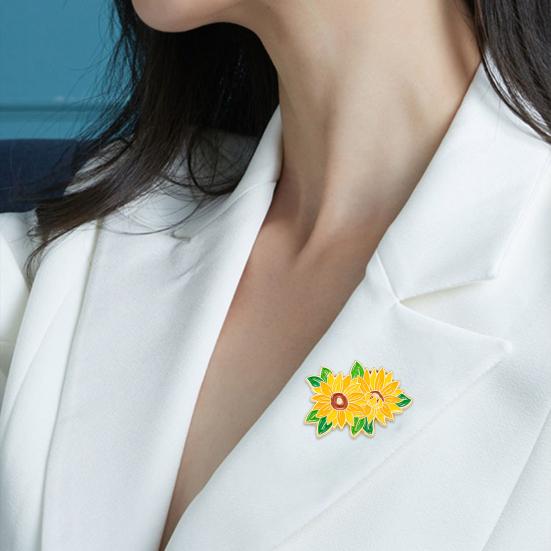 Brooch Pin Vibrant Color Peony Flower Leaves Shape Badge Clothing Decoration Sweaters Hats Bags Accessory
