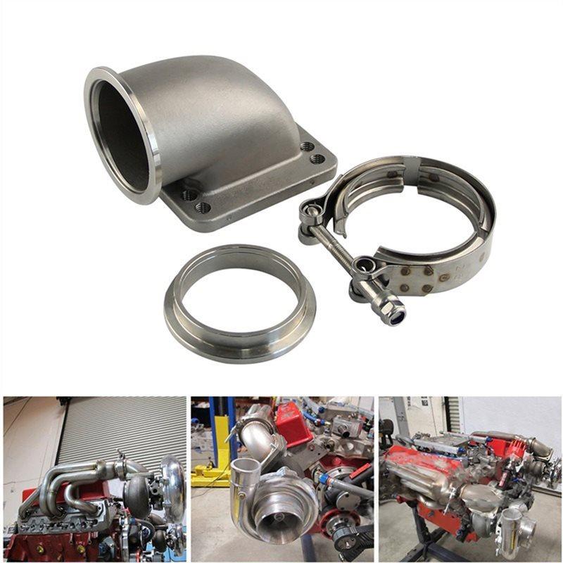 Steel Cast For T3 T4 Turbo 2.5" Vband Elbow Adapter With 90 Degree Angle Clamps Included