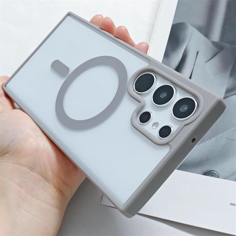 Acrylic Transparent Magnetic Suction Suitable for Samsung S25 Ultra Matte Mobile Phone Case S24U Niche Advanced Sense Anti Fall Case