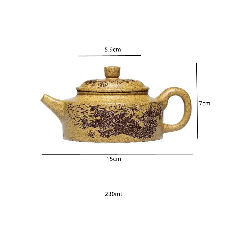 Dezhong-Purple Clay Teapot for Mining Section, Kung Fu Tea, Exquisite, 230ml Original ore section clay purple clay teapot 1pcs