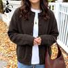 Women's Fashion Casual Solid Color Print Autumn Winter Long Sleeve O-Neck Jackets & Coats