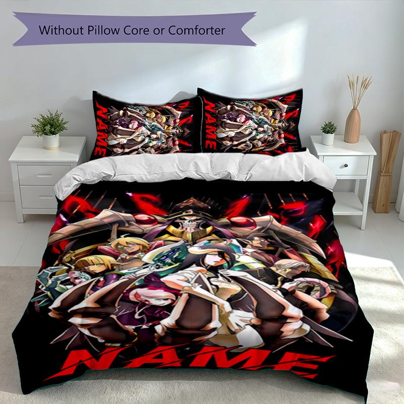 3pcs Custom Name Overlord Bedding Set,Includes 1 Duvet Cover and 2 Pillowcases,All-season Bedroom Decor