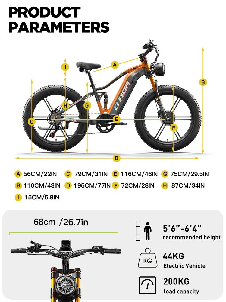 BURCHDA RX80 Doppio Motore al Mozzo 4000W 26" Gomme Grasse E-Bike Fuoristrada 48V 20Ah Bicicletta Elettrica a Lunga Autonomia