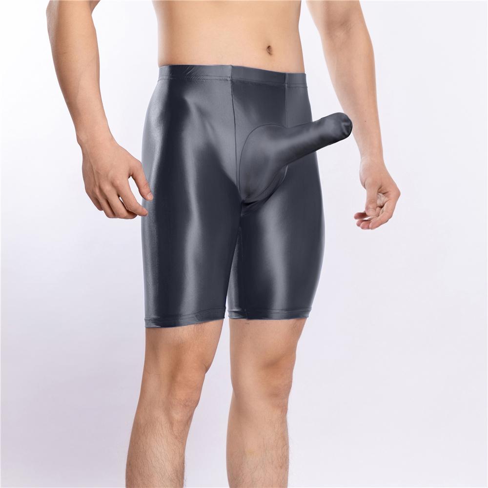 Sexy Männer Satin Glatt Penisring Boxer Gym Leggings U Konvexe Tasche Dessous Shorts Slip Höschen Elastische Hosen Formwäsche