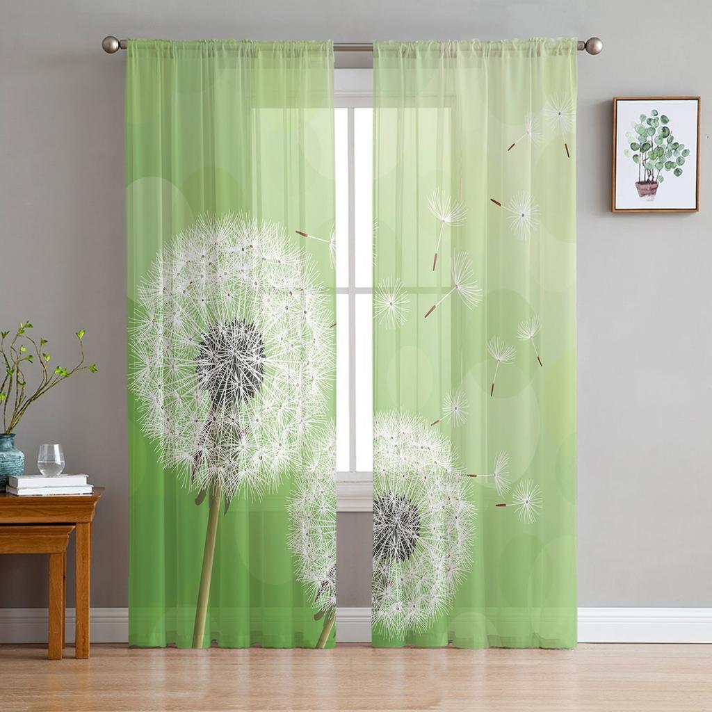 Lack White Dandelion Seeds Tulle Curtains For Living Room Voile Sheer Window Curtain For Bedroom Chiffon Curtains For Kitchen