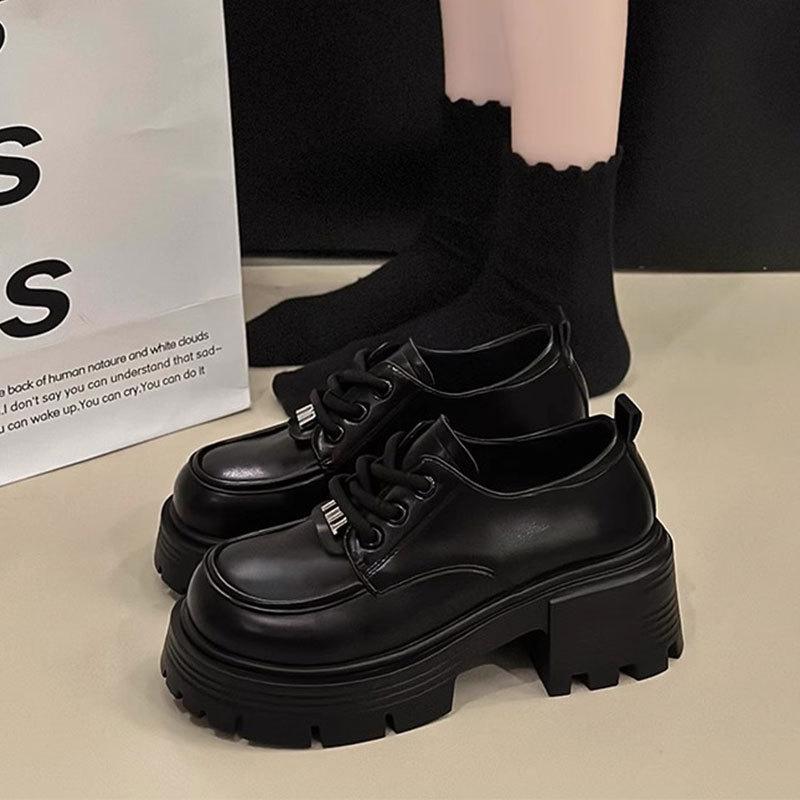 British style lace-up small leather shoes women's 2025 spring and autumn new ins trendy Internet celebrity fashion versatile platform loafer single sh