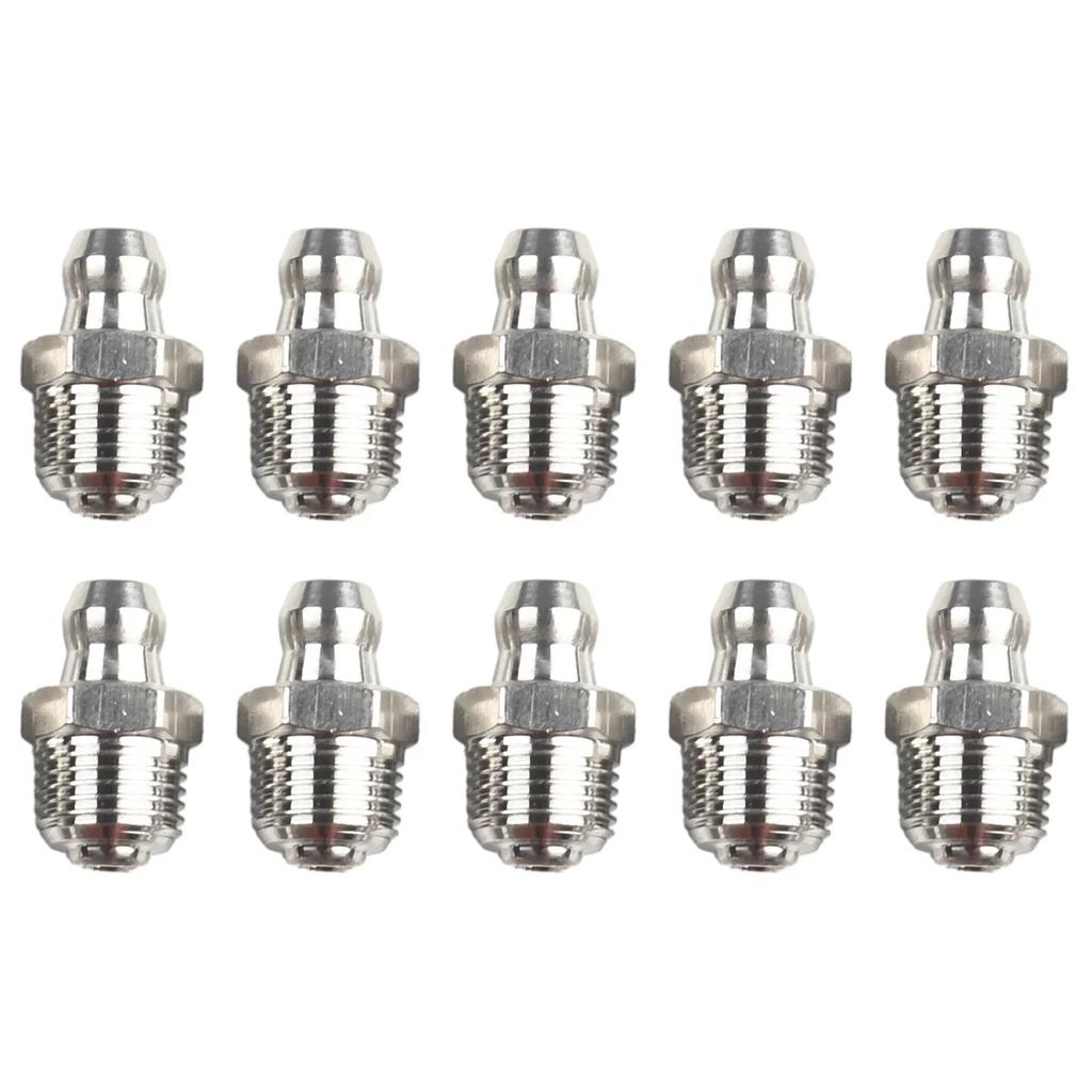 Premium Stainless Steel Grease Fitting Straight Hydraulic Design M10 X 1mm Thread 10 Pack For Easy Installation
