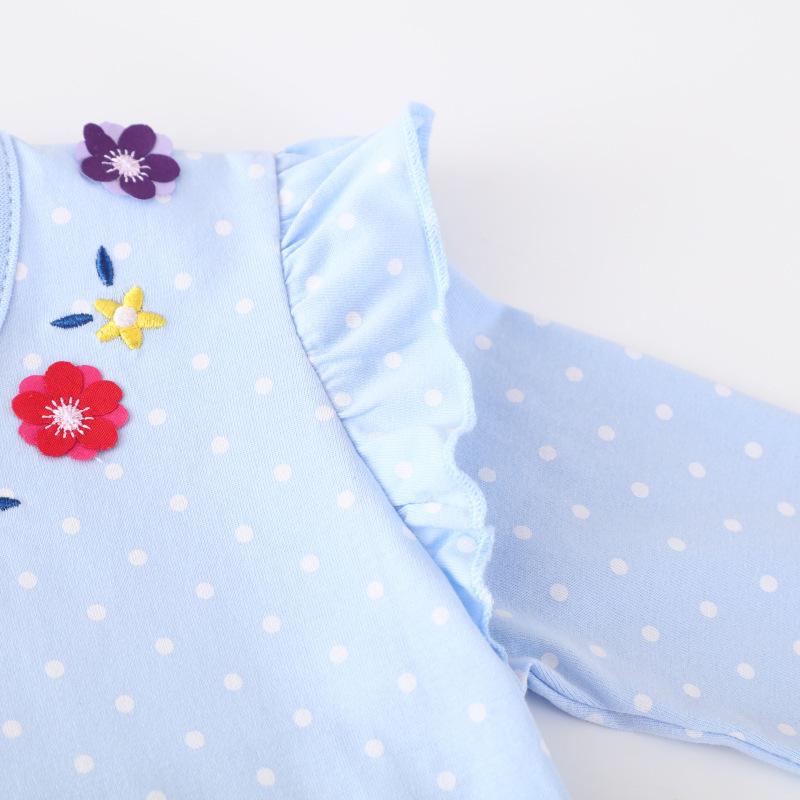 European Style Girls' Polka Dot Princess Dress - Autumn Embroidered Long Sleeve Skirt