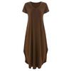 Polyester Vneck Pocket Split Long Dress For Casual Summer Wear