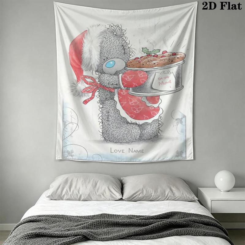 Tatty Teddy Wall Tapestry Aesthetic Wall Hanging Printed Fabric Blanket Decorative Tapestries for Bedroom Living Room Home Decor