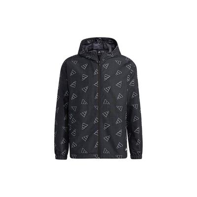 All-Over Print Loose-Fit Sports Hooded Jacket Men Outerwear Black GP1825