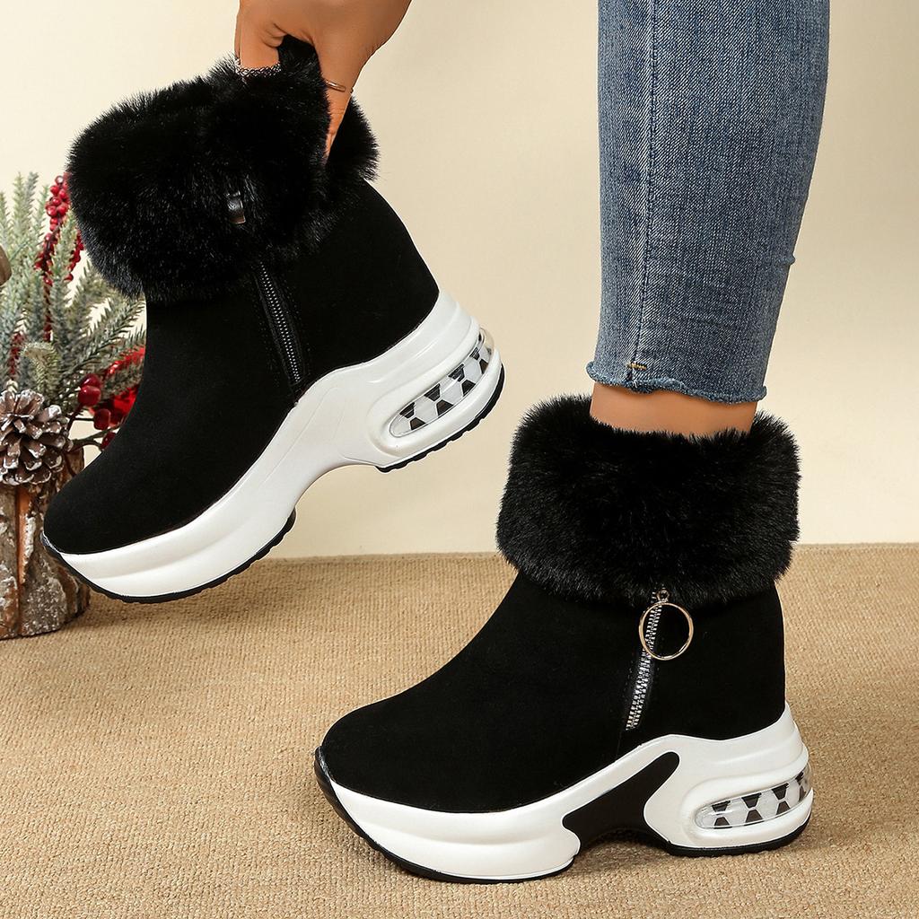 35-43 Plus Size Shoes for Women Winter Fashion Short Plush Warm Round Toe Comfortable Non-slip Platform Wedges Ankle Snow Boots