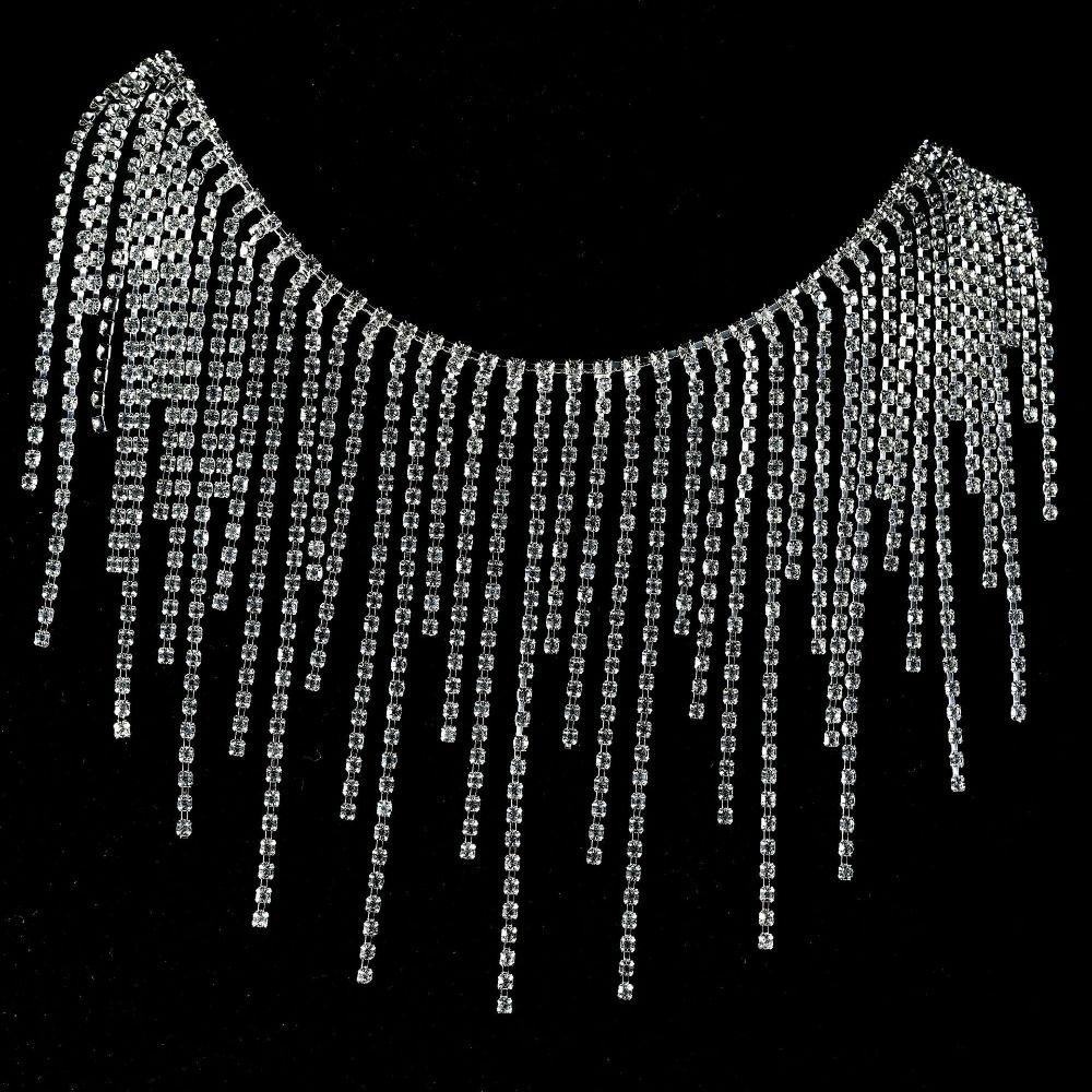 1Yards Length Crystal Tassel Chain Crystal Glitter Fringe Design Claw Chain DIY Crafts Silver Tassel Trim Wedding Decoration