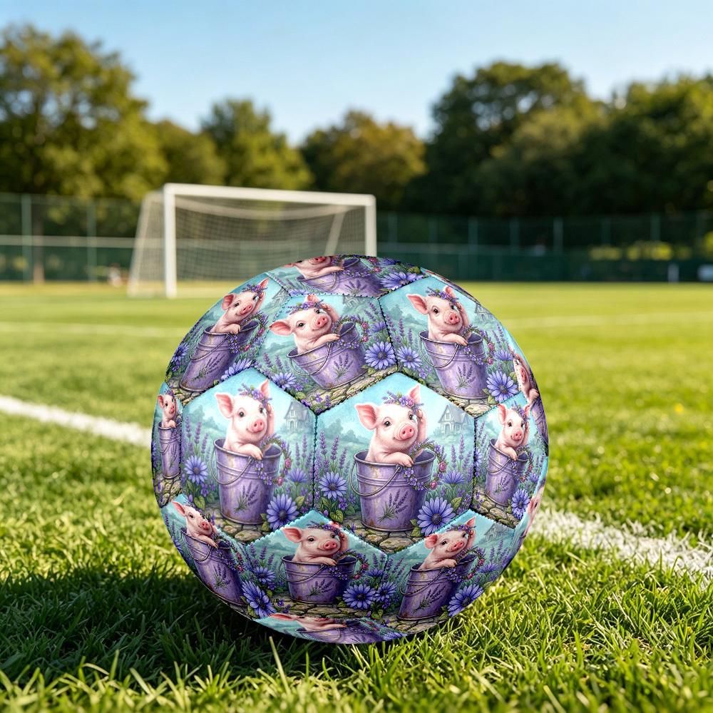 1pc Pig Lavender Bucket Durable Size 5 Soccer Ball Professional Match Training Football Indoor &Outdoor Sports Ball p60137