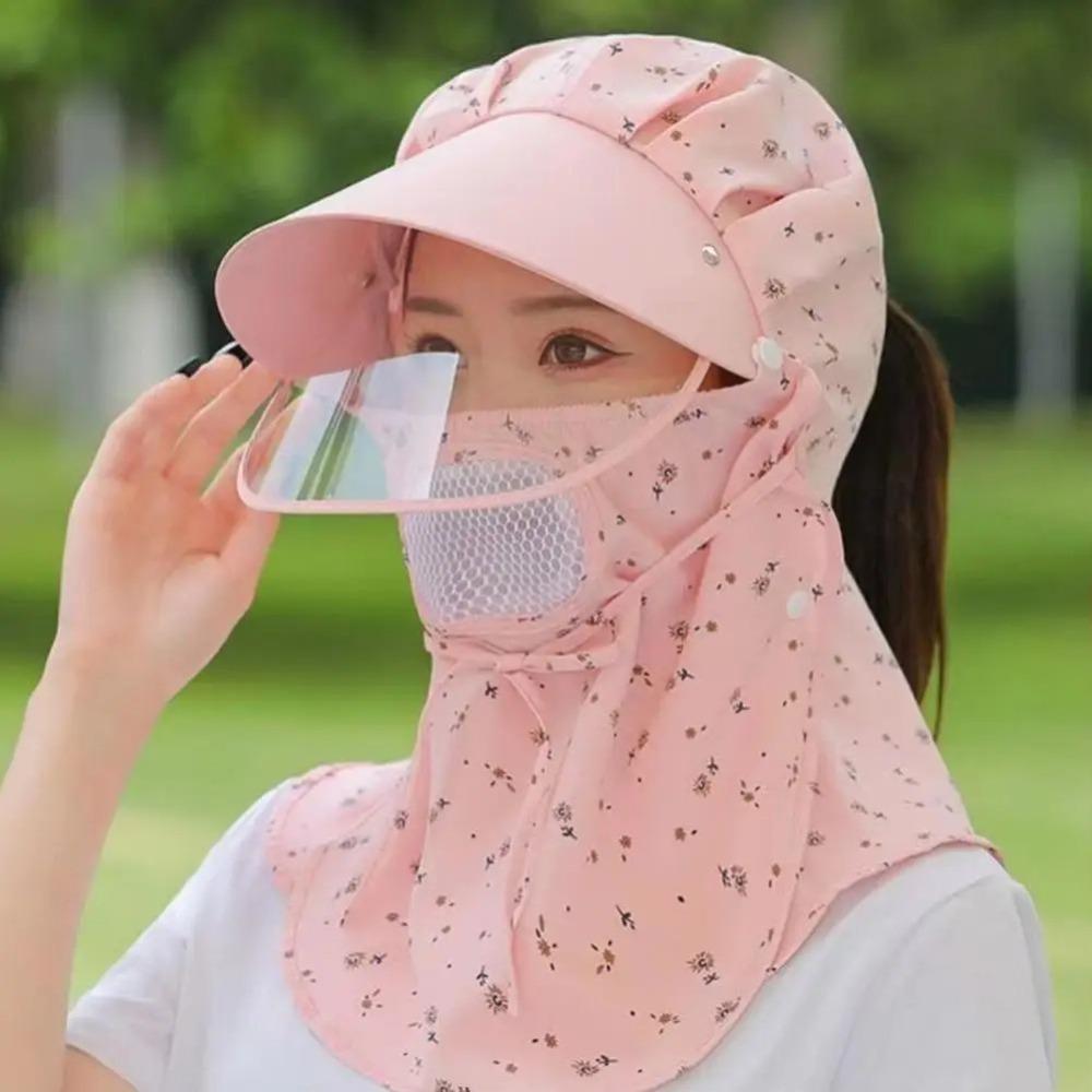 Flower Pattern Women Face Neck Cover Breathable Fisherman Hat Sunscreen  Hat  Summer Outdoor