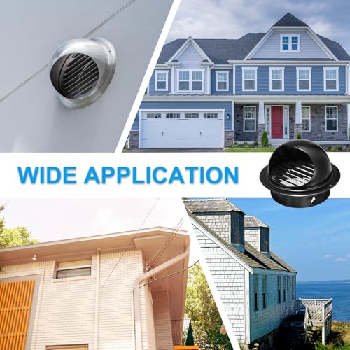 PATIKIL 150mm Round Louver with Mesh, 201 Stainless Steel Air Vent Cover, Natural Ventilation, Home Renovation, Bathroom, Kitchen, Wall-Mounted, Black