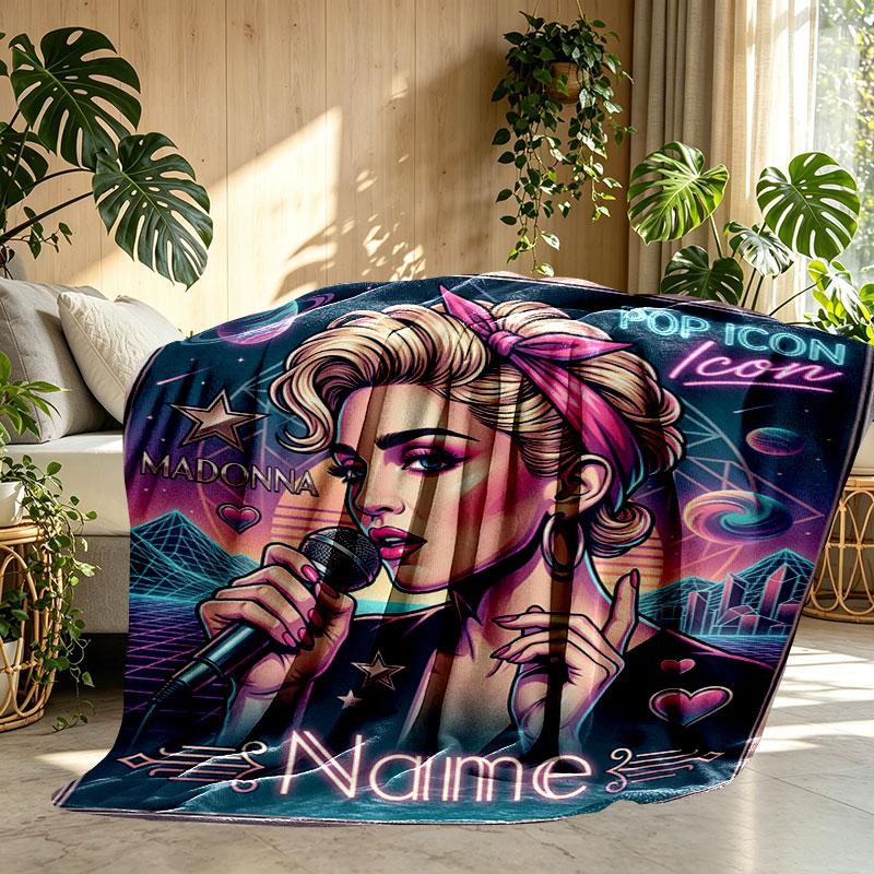 Custom Name Personalized Marilyn Monroe Print Blanket, Home Decor, Bedroom, Sofa, Camping, Couch, Gifts for Birthday Christmas