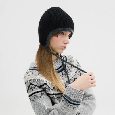 Cozy Wool Earflap Beanie (Black)