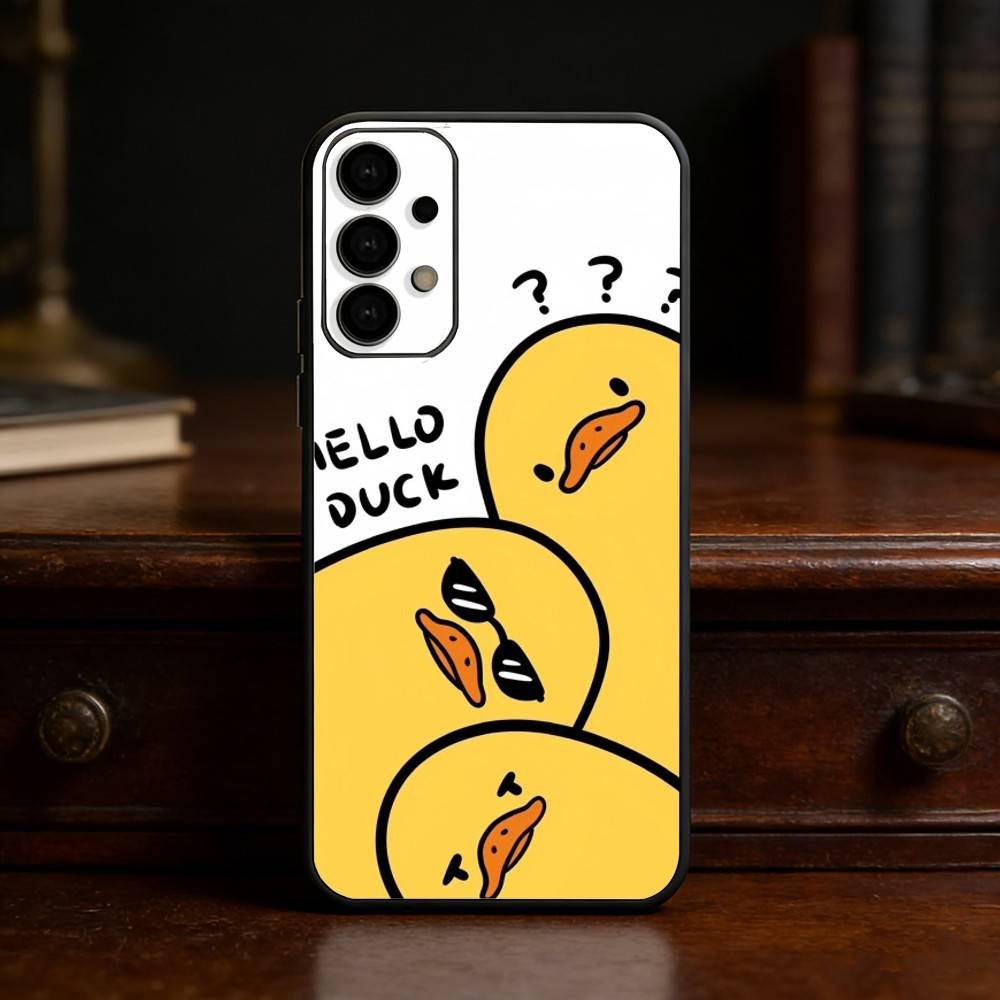 Yellow Duck Cute Phone Case For Samsung S25,S24,S21,S22,S23,S30,Ultra,S20,Plus,Fe,Lite Black Shell
