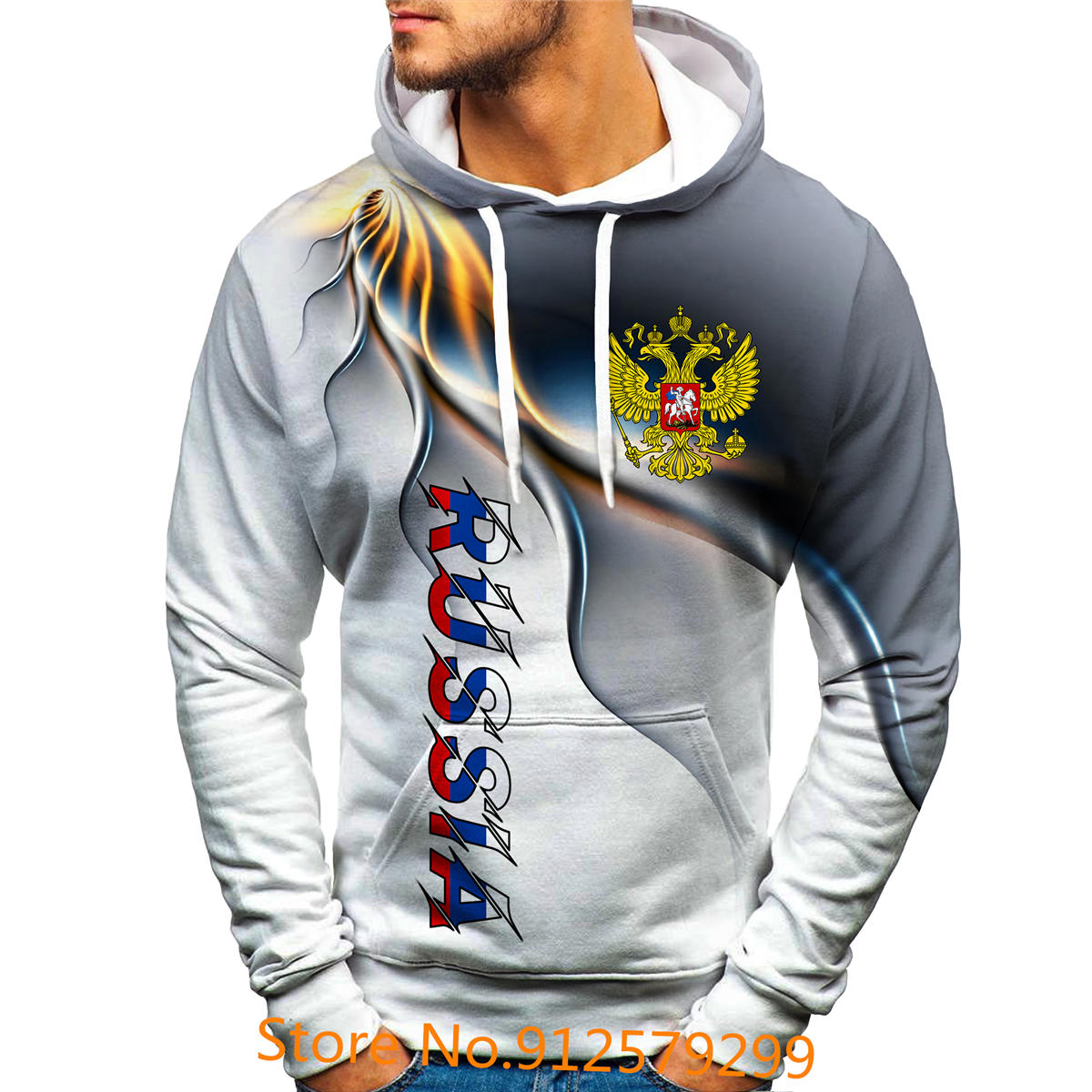 2022 New Russia Logo Hoodie Мужские и женские толстовки с 3D-печатью Уличный хип-хоп флаг России Удобные пуловеры L