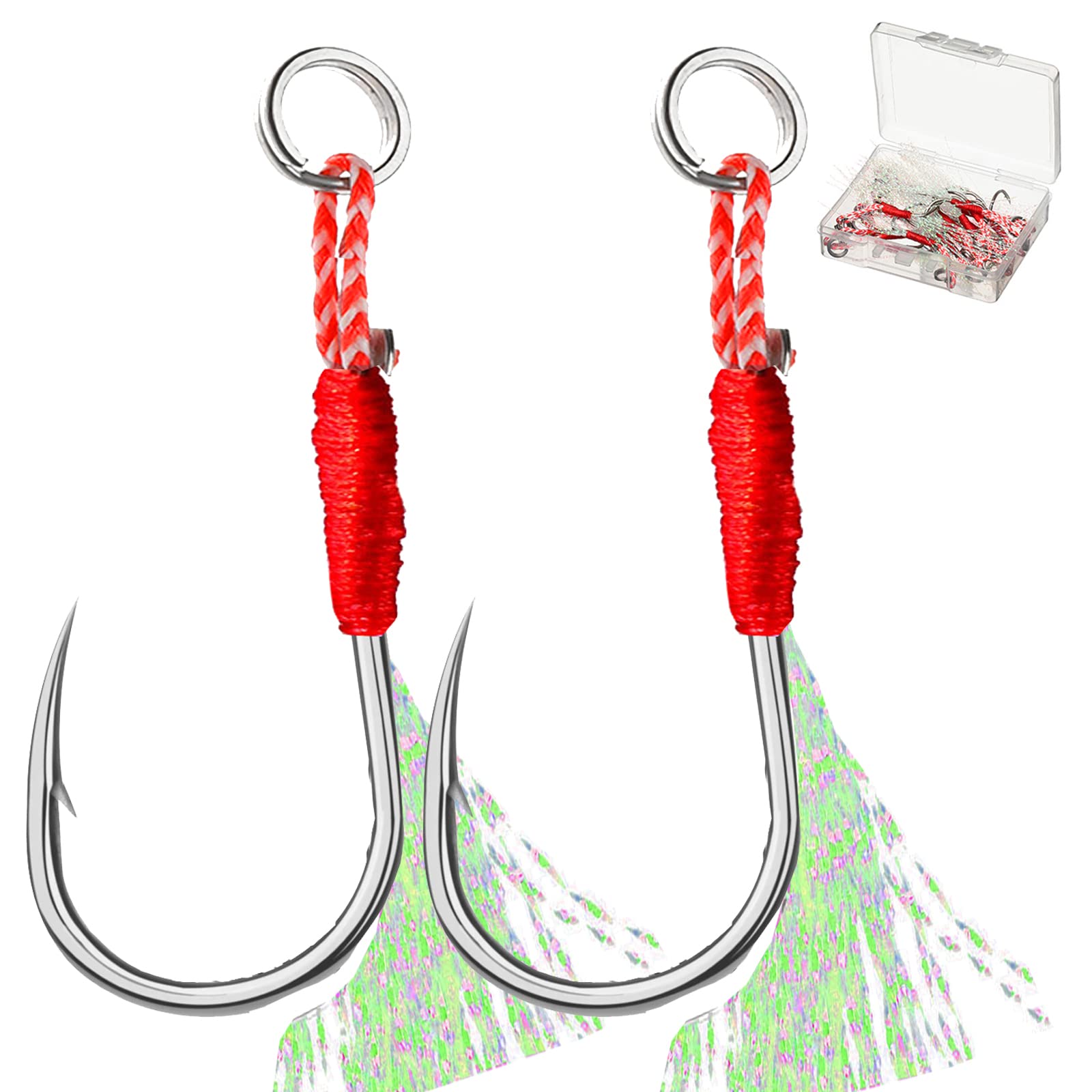 ARAGONT Stainless Steel Assist Hook Jig Single Hook Metal Jig [Needle width: 1.3cm] 20 pieces