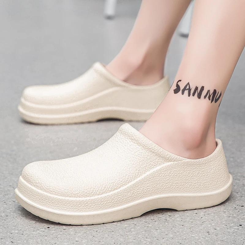 Fashion Chef Work Shoes Four Seasonal Men's Anti Slip Waterproof Wear-resistant Garden Shoes Nurse Sandals Comfort Soled Work Slipper