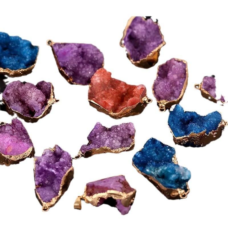 Natural Crystal Pendant Necklace With Gold Plated Edges For Boho Jewelry Enthusiasts