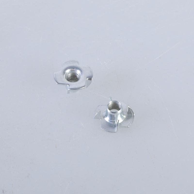 Four Jaw Threaded Inserts Corrosion Resistant T Nut Blind Pronged Tees 4 Jaw Tees Nuts for Wood Working Hardware