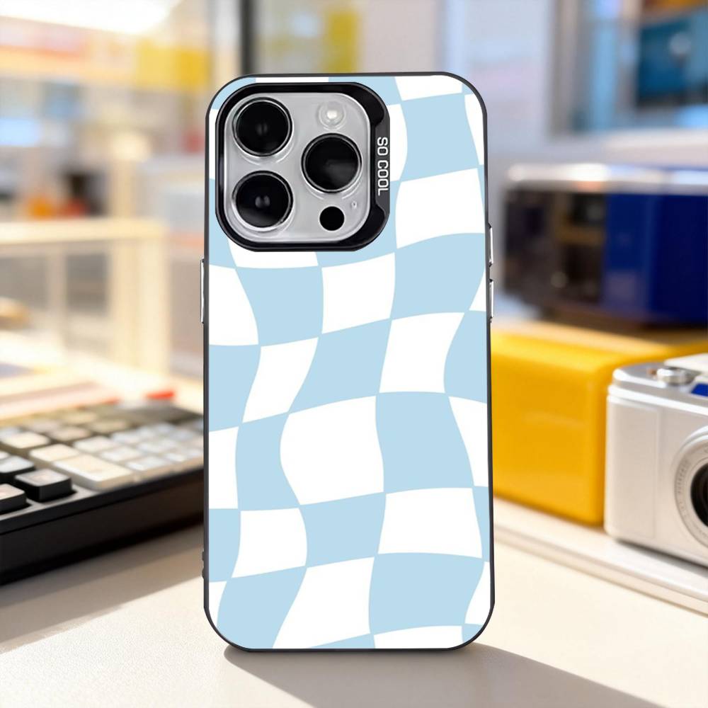 checkerboard chess board Phone Case For iPhone 11,12,13,14,15,16,17,Pro,Max,Plus,E,Air,Mini IMD Matte Black