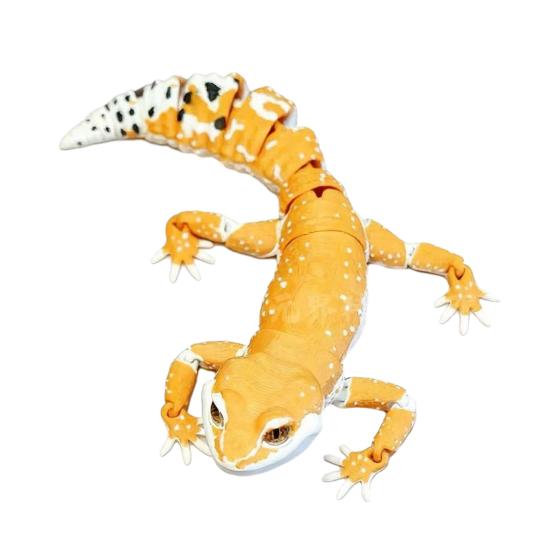 Articulated Leopard Gecko Figurine 3D Printed House Lizard Sculpture with Movable Joints Reptile Collectible Gecko Model for Home Desk Decor