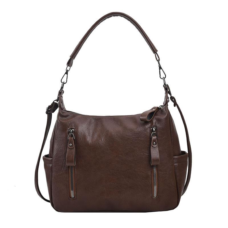 Retro High Volume Shoulder Bag 2024 New Fashion Niche Texture Tote Bag Dark Brown