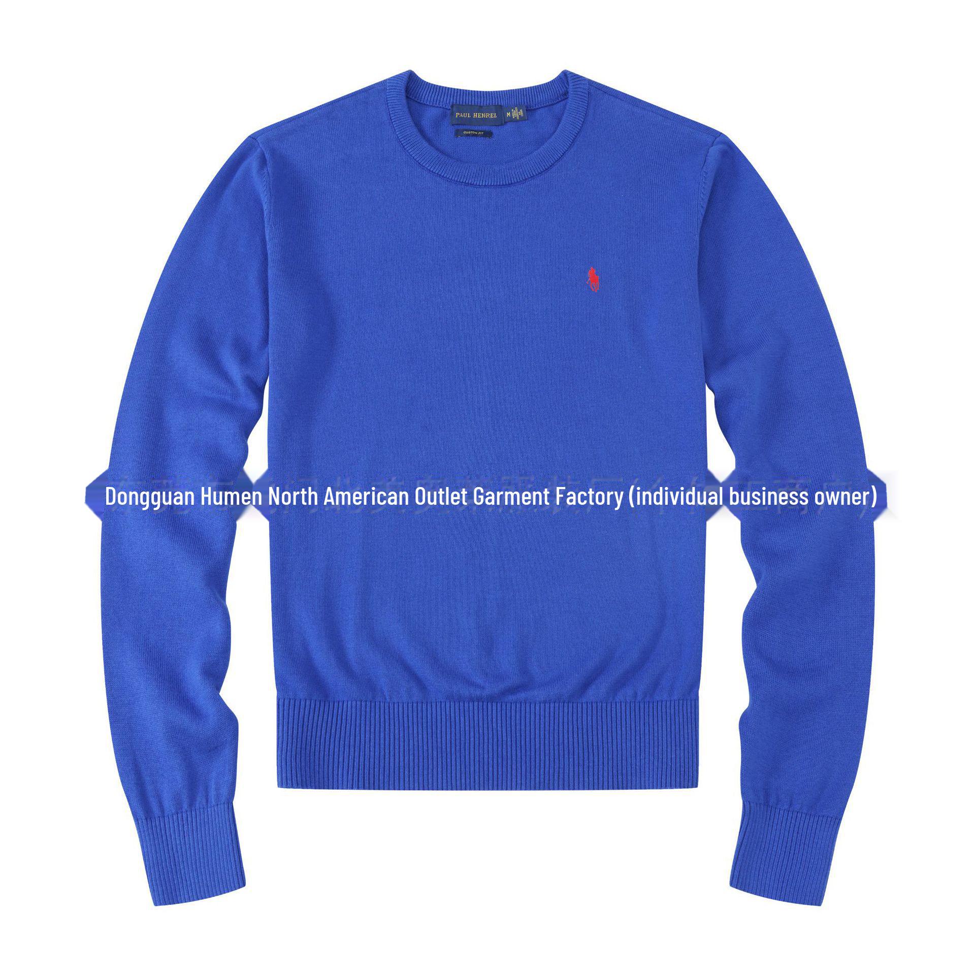 

Осенне-зимний мужской повседневный тонкий свитер из хлопка с круглым вырезом и логотипом RL Pony XL синий