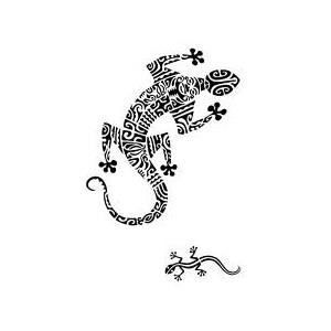 Stencil - Ki Sign - Maori Salamander - 21x29.7 Cm - Adhesive - Repositionable