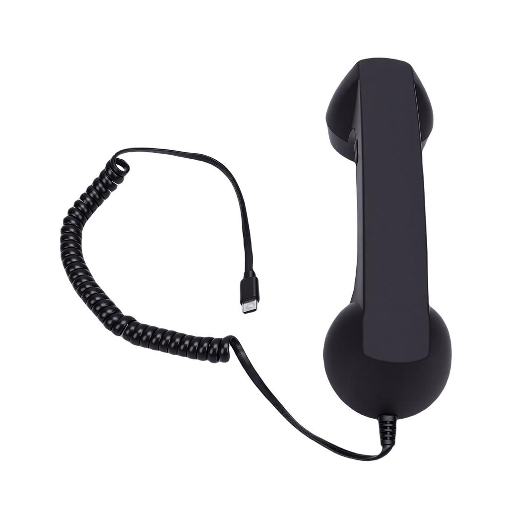 Retro Phone Handset Type C Wired Telephone Handset Handheld Receiver with Mic and Speaker for Conference Call