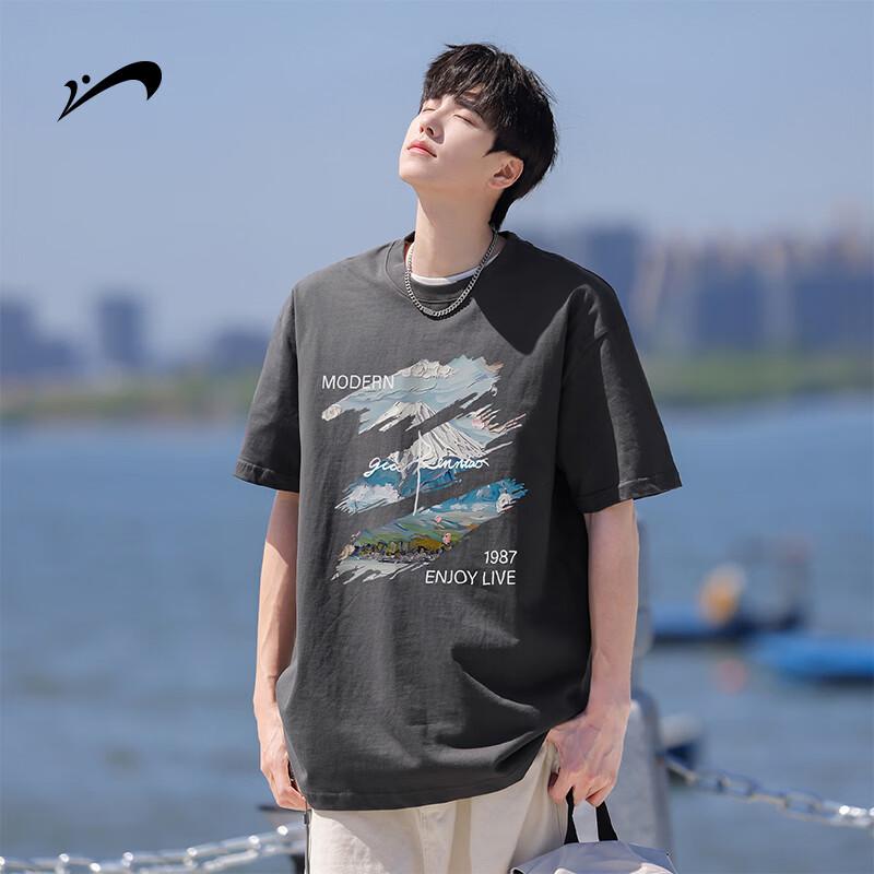 Guirenniao Unisex Cotton Mountain Print T-Shirt M