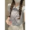 Sweet Wooden Ear Sleeve Short-Sleeved Knitted T-Shirt for Women - Summer New Design - Casual and Versatile Baby-Style Top
