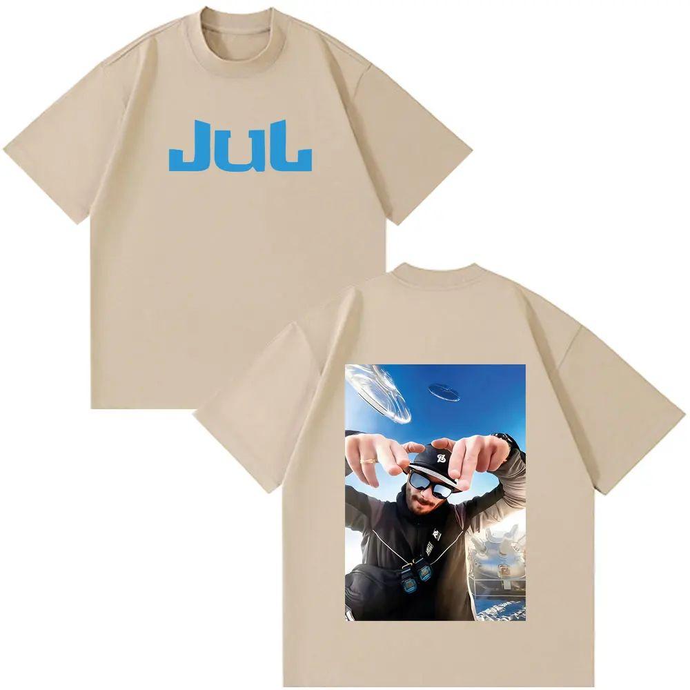 Hip Hop Fashion Tshirt Rapper JUL Fashion Print Tshirt Y2k Vintage Shortsleeved Casual Loose Oversized Streetwear Unisex