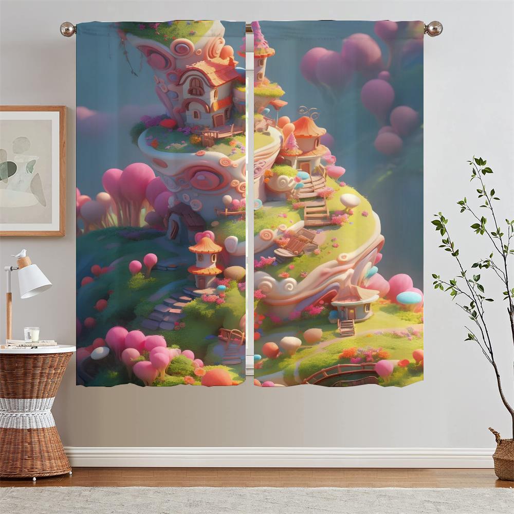 Mushroom World Ready Curtains Cheap Things With Free Shipping for Home Tentacles Curls Short Window Curtains Beaded Curtain Room