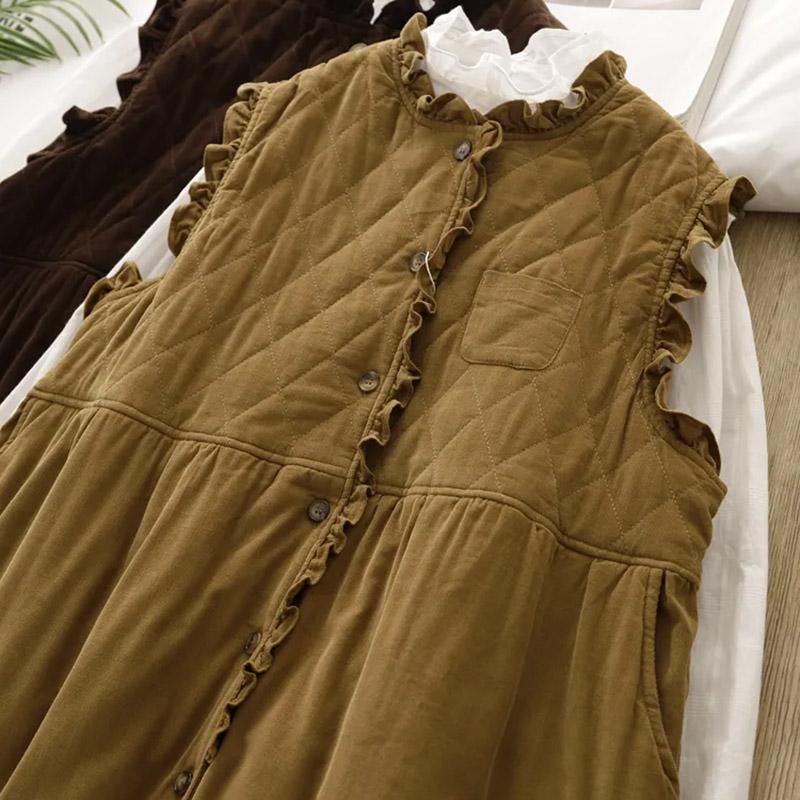 Dress for Woman Cotton Winter Autumn Plus Size Loose Floral Vintage Solid Colours Casual Soft Long Dresses