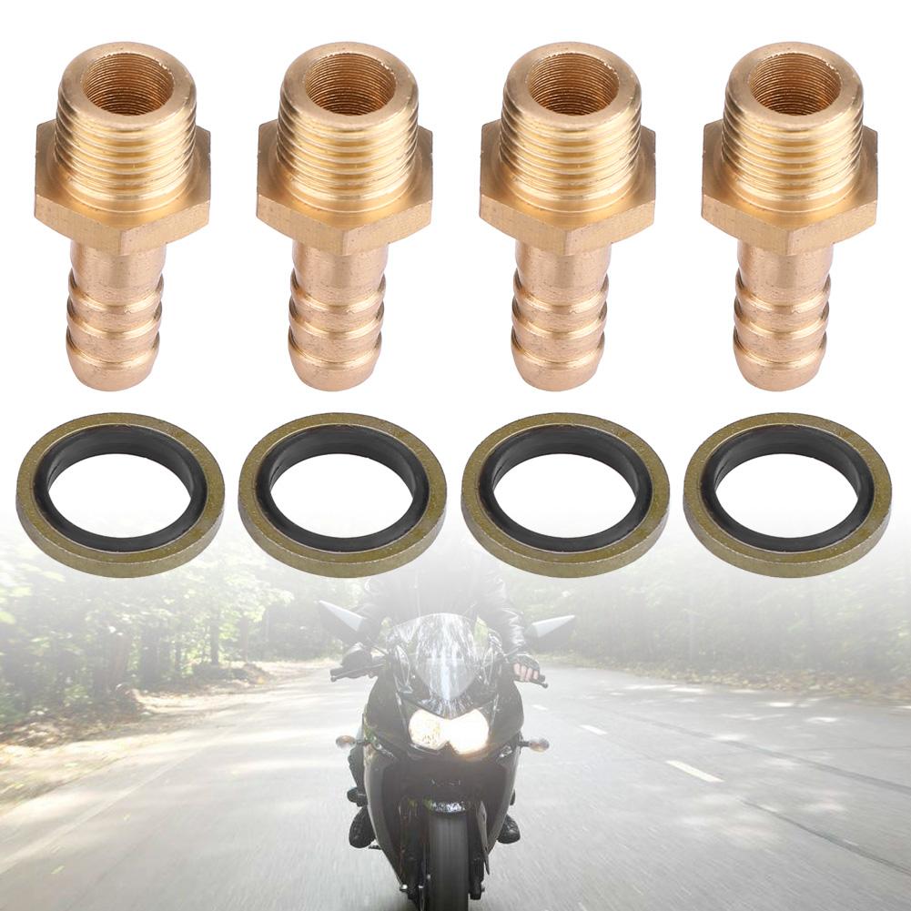 4Pcs Motorcycle Oil Cooler Oil Cooled System M8 Hollow Screw Adapter Fitting M12*1.25mm