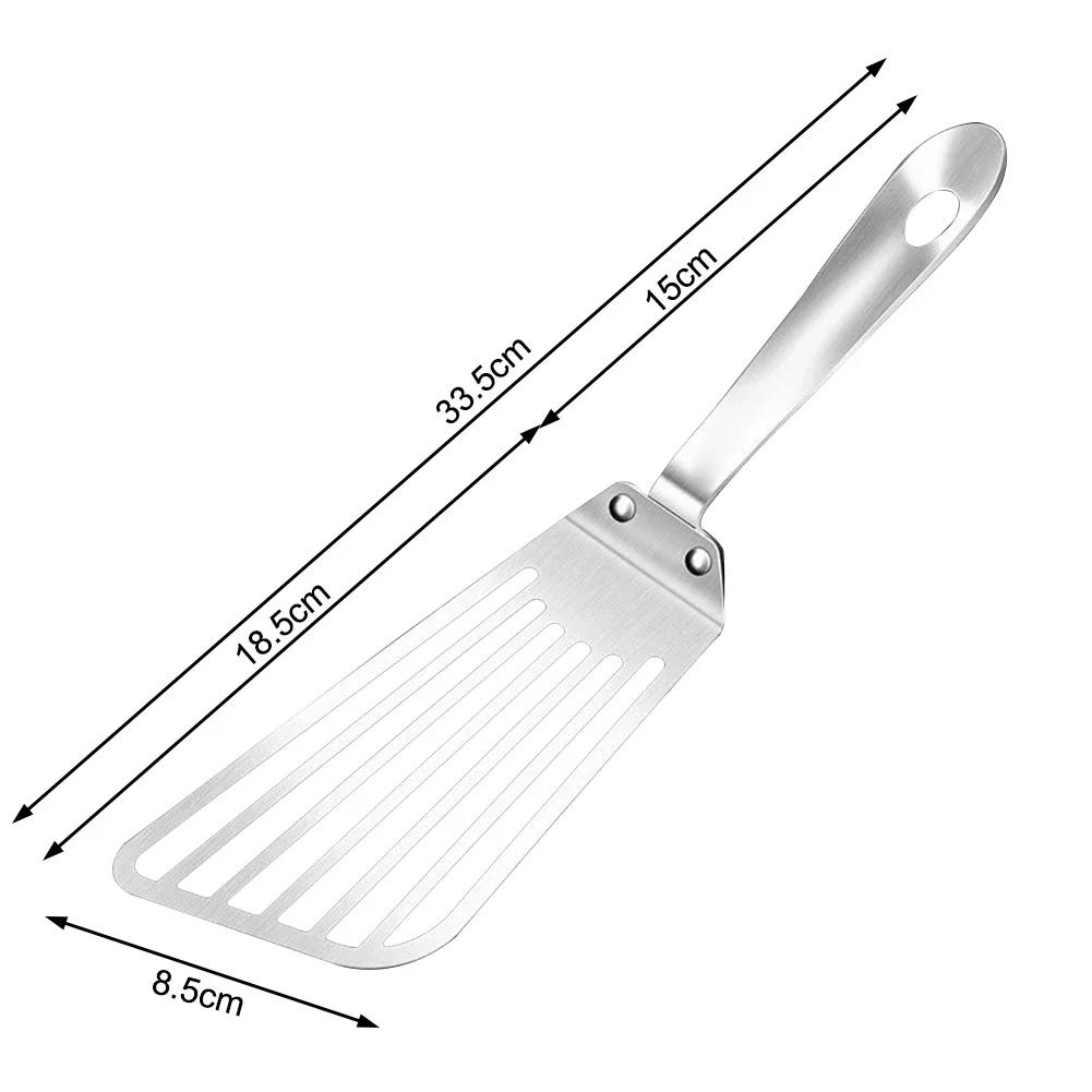 Fish Frying Spatula in Stainless Steel Oil Filtering Design for Cooking Meat and Fish Soft Grip Handle for Easy Use