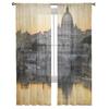 San Pietro Basilica Rome Retro Styled Chiffon Sheer Curtains for Living Room Bedroom Window Curtain Voiles Tulle Cortinas