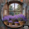 D Flat Pc Round Wooden Board Decorative Painting Sign Vintage Lavender Decorative Theme Suitable for Bar Kitchen Coffee Sh