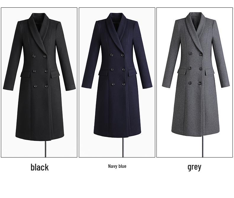 Women's Professional Mid-Length Wool Coat for Winter Workwear
